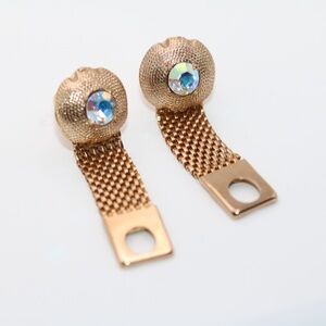 Watermelon Rivoli Cufflinks Gold Mesh Crystal  Wrap Cuff Links